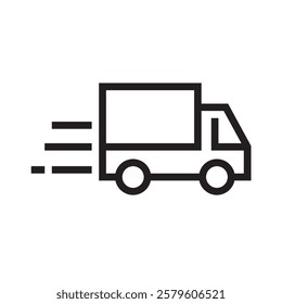 Shipping fast delivery truck icon symbol, Pictogram flat outline design for apps and websites, Isolated on white background, Vector illustration