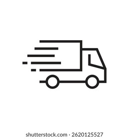 Shipping fast delivery truck icon symbol, Pictogram flat outline design for apps and websites, Isolated on white background, Vector illustration