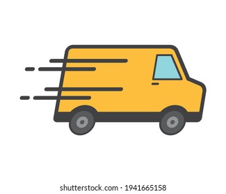 Shipping fast delivery van icon symbol, Pictogram flat design for apps and websites, Track and trace processing status, Isolated on white background, Vector illustration
