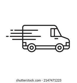 Shipping fast delivery van icon symbol, Pictogram flat outline design for apps and websites, Isolated on white background, Vector illustration