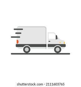 Shipping fast icon in flat style. Delivery truck vector illustration on isolated background. Express logistic sign business concept.
