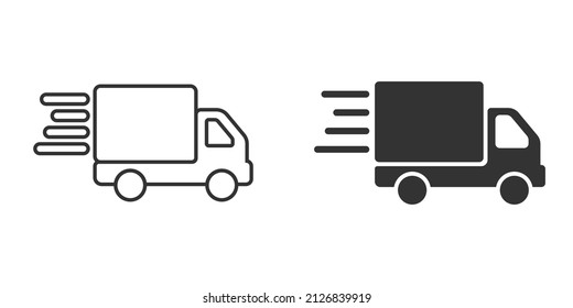 Shipping fast icon in flat style. Delivery truck vector illustration on isolated background. Express logistic sign business concept.