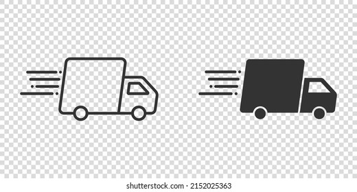 Shipping fast icon in flat style. Delivery truck vector illustration on isolated background. Express logistic sign business concept.