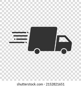 Shipping fast icon in flat style. Delivery truck vector illustration on isolated background. Express logistic sign business concept.