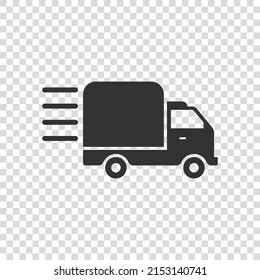 Shipping fast icon in flat style. Delivery truck vector illustration on isolated background. Express logistic sign business concept.