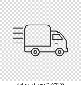 Shipping fast icon in flat style. Delivery truck vector illustration on isolated background. Express logistic sign business concept.