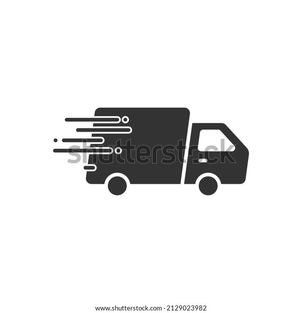 Shipping fast icon in flat style. Delivery truck\
vector illustration on isolated background. Express logistic sign\
business concept.