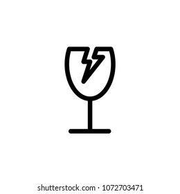 shipping fragile label icon vector template 