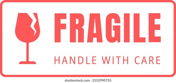 Shipping Fragile Sign icon, Fragile Handle With Care icon round border style