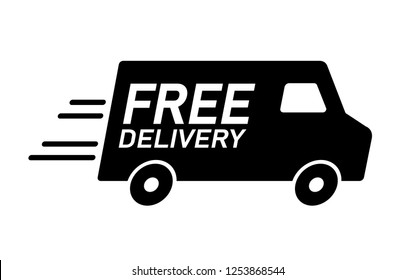 Shipping free delivery van icon symbol, Pictogram flat design for apps and websites, Isolated on white background, Vector illustration