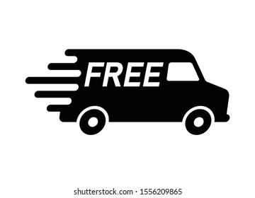 Shipping free delivery van icon symbol, Pictogram flat design for apps and websites, Isolated on white background, Vector illustration