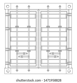 Shipping freight container. Outline vector illustration isolated on white background