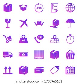 Iconos de gradiente de envío en fondo blanco, vector de stock