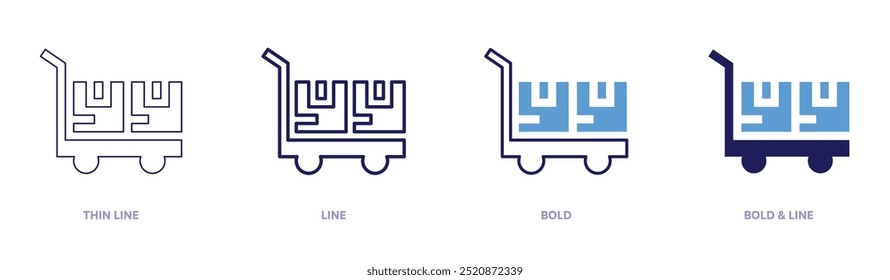 Shipping icon in 4 different styles. Thin Line, Line, Bold, and Bold Line. Duotone style. Editable stroke.