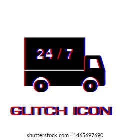 Shipping icon flat. Simple pictogram - Glitch effect. Vector illustration symbol