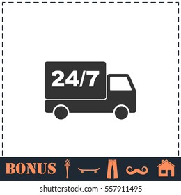 Shipping icon flat. Simple vector symbol and bonus icon