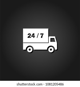 Shipping icon flat. Simple White pictogram on black background with shadow. Vector illustration symbol