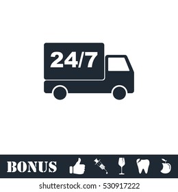 Shipping icon flat. Vector illustration symbol and bonus pictogram
