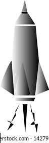 The shipping icon in the form of a sending rocket is metallic black fast