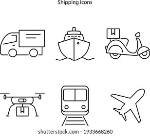 shipping icon isolated on white background from delivery collection. shipping icon thin line outline linear shipping symbol for logo, web, app, UI. shipping icon simple sign. icon flat vector