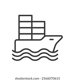 Shipping, icon in line design. Shipping, delivery, shipment, logistics, courier, package, parcel on white background vector. Shipping editable stroke icon