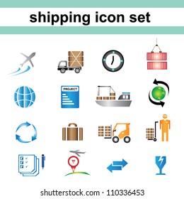 shipping icon set, color