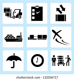 shipping icon set, logistic and transportation