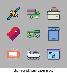 shipping icon set. vector set about delivery, trailer, van and tag icons set.