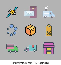shipping icon set. vector set about box, loading, warehouse and tag icons set.