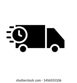 Shipping Icon , Template Logo Design Emblem Isolated Illustration , Delivery Car Box Free Transport , Outline Solid Background White
