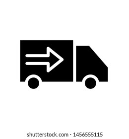 Shipping Icon , Template Logo Design Emblem Isolated Illustration , Delivery Car Box Free Transport , Outline Solid Background White
