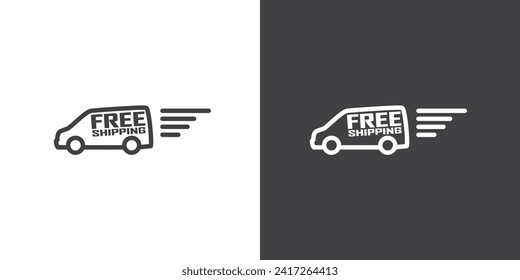 Shipping icon vector in flat style. Logistic trucking, Express delivery trucks, Delivery service, Delivery icon vector illustration in simple black style symbol sign for apps and website.