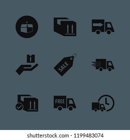 shipping icon. shipping vector icons set fast delivery truck, hand parcel, free delivery and open box