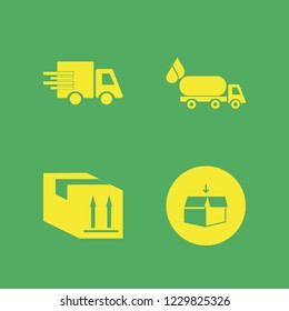 shipping icon. shipping vector icons set fast delivery truck, parcel box, open box and oil truck