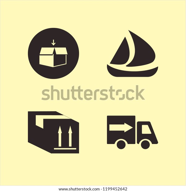 shipping icon. shipping vector icons set\
ship, open box, parcel box and fast delivery\
truck