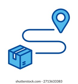 Iconos del envío en estilo azul, Ilustración vectorial