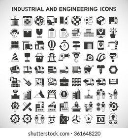 shipping icons, logistics icons, construction icons, engineering icons set