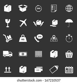 Shipping icons on black background, stock vector