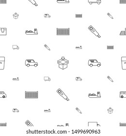 shipping icons pattern seamless white background. Included editable line cargo box, box, truck, cargo ship, delivery car, cutter, van icons. shipping icons for web and mobile.