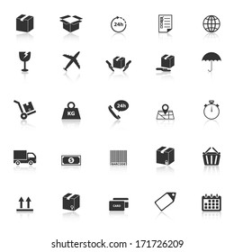 Shipping icons with reflect on white background, stock vector