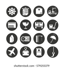 shipping icons set circle button style