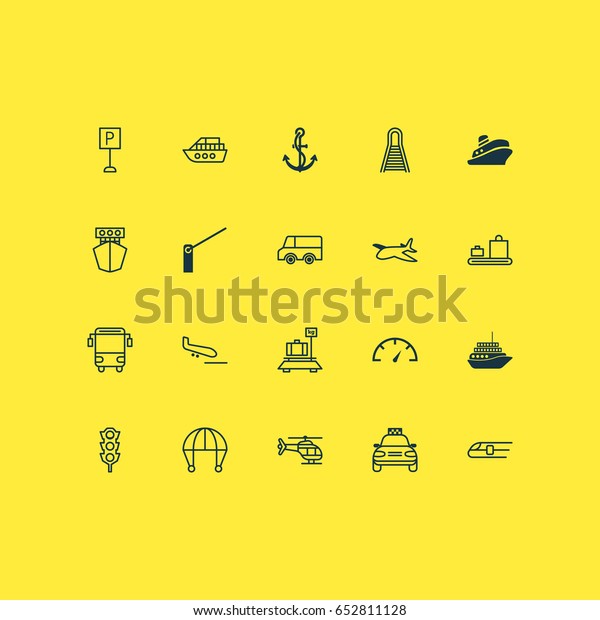 Shipping Icons Set. Collection Of Car Vehicle,\
Metro, Baggage And Other Elements. Also Includes Symbols Such As\
Speed, Parachute,\
Skydive.