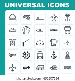 Shipping Icons Set. Collection Of Lorry, Boat, Navigation Arrows And Other Elements. Also Includes Symbols Such As Aviation, Lorry, Helicopter.