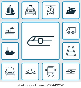 Shipping Icons Set. Collection Of Taxi, Tanker, College Transport And Other Elements. Also Includes Symbols Such As Tour, Bus, School.