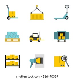 Shipping icons set. Flat illustration of 9 shipping vector icons for web