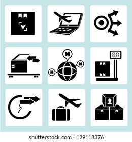 shipping icons set, logistic system