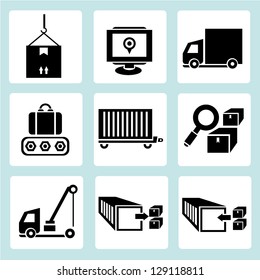 shipping icons set, logistic system