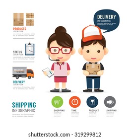 shipping infographic with people delivery service design,work job concept vector illustration