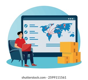 Shipping information concept. Online retailer website menu and international delivery details. Flat vector modern illustration  