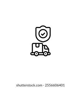 shipping insurance outline icon and illustration